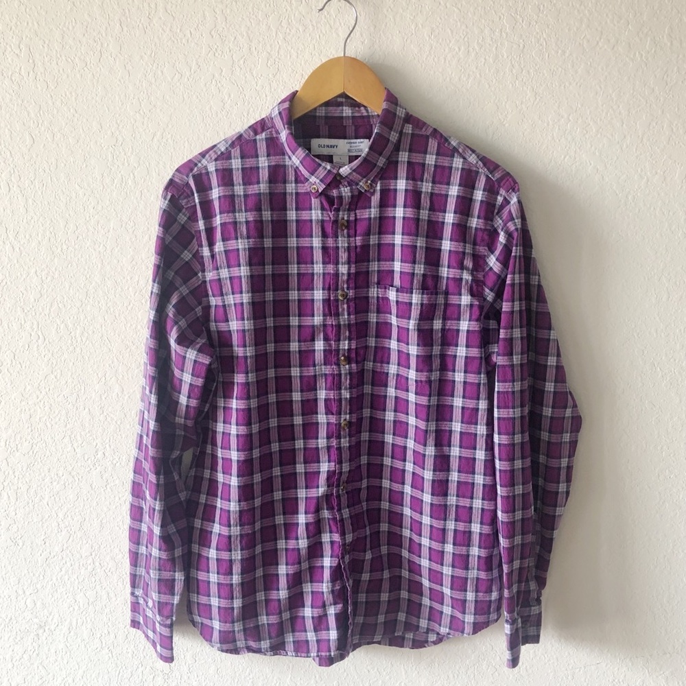 Old Navy Plaid Button Front Flannel Shirt Large